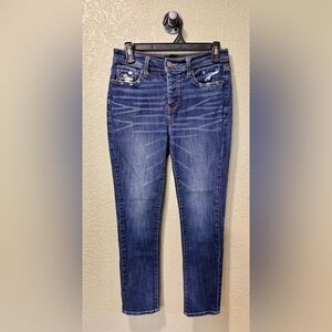 Buckle Balck Women’s Dark Blue Distressed Skinny Jeans